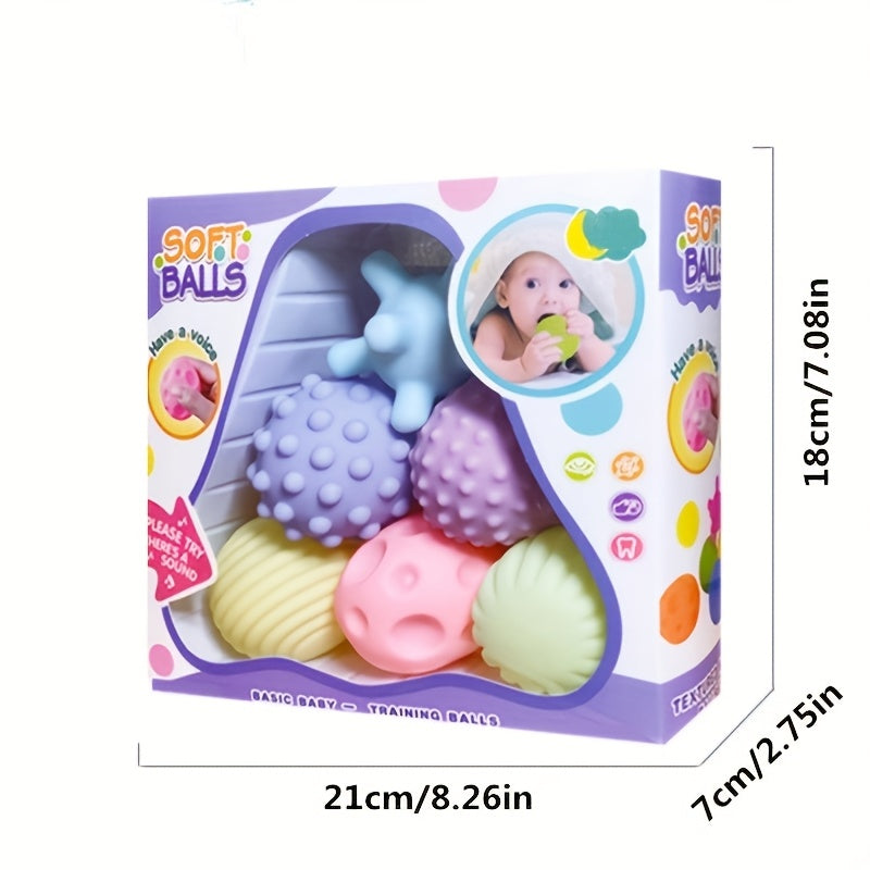 Sensory Toys Set of 6 Soft Silicone Textured Balls for Children Assorted Colors
