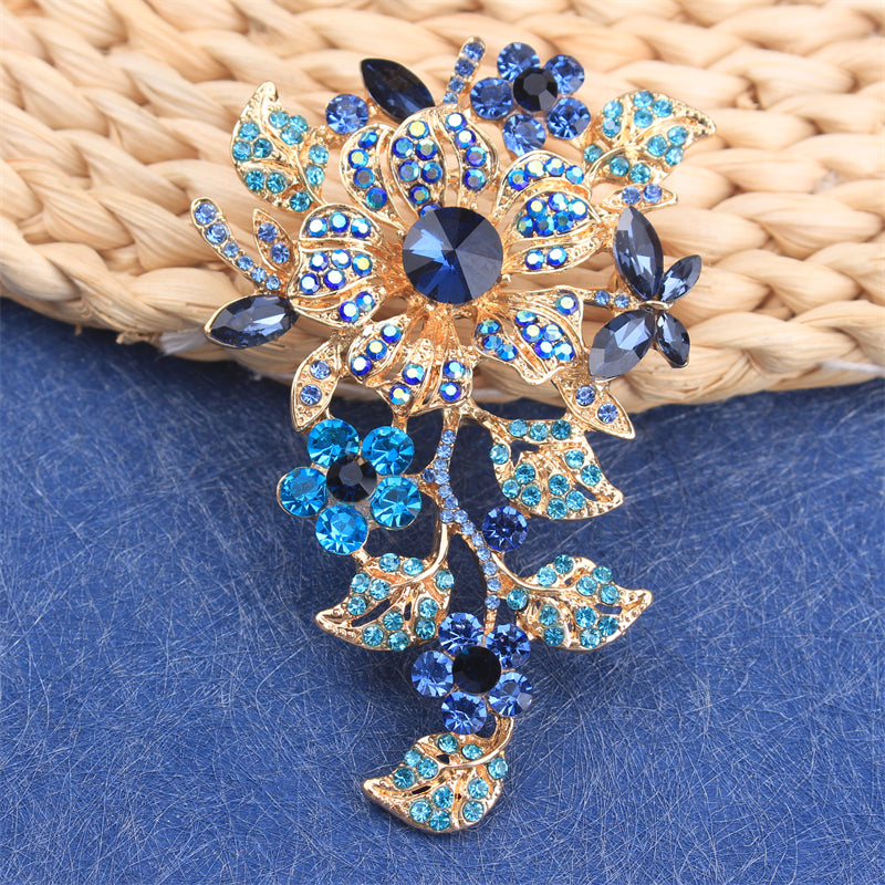 Rhinestone Floral Brooch Faux Flower Pin for Outfits Purses Hats Unconventional Shape