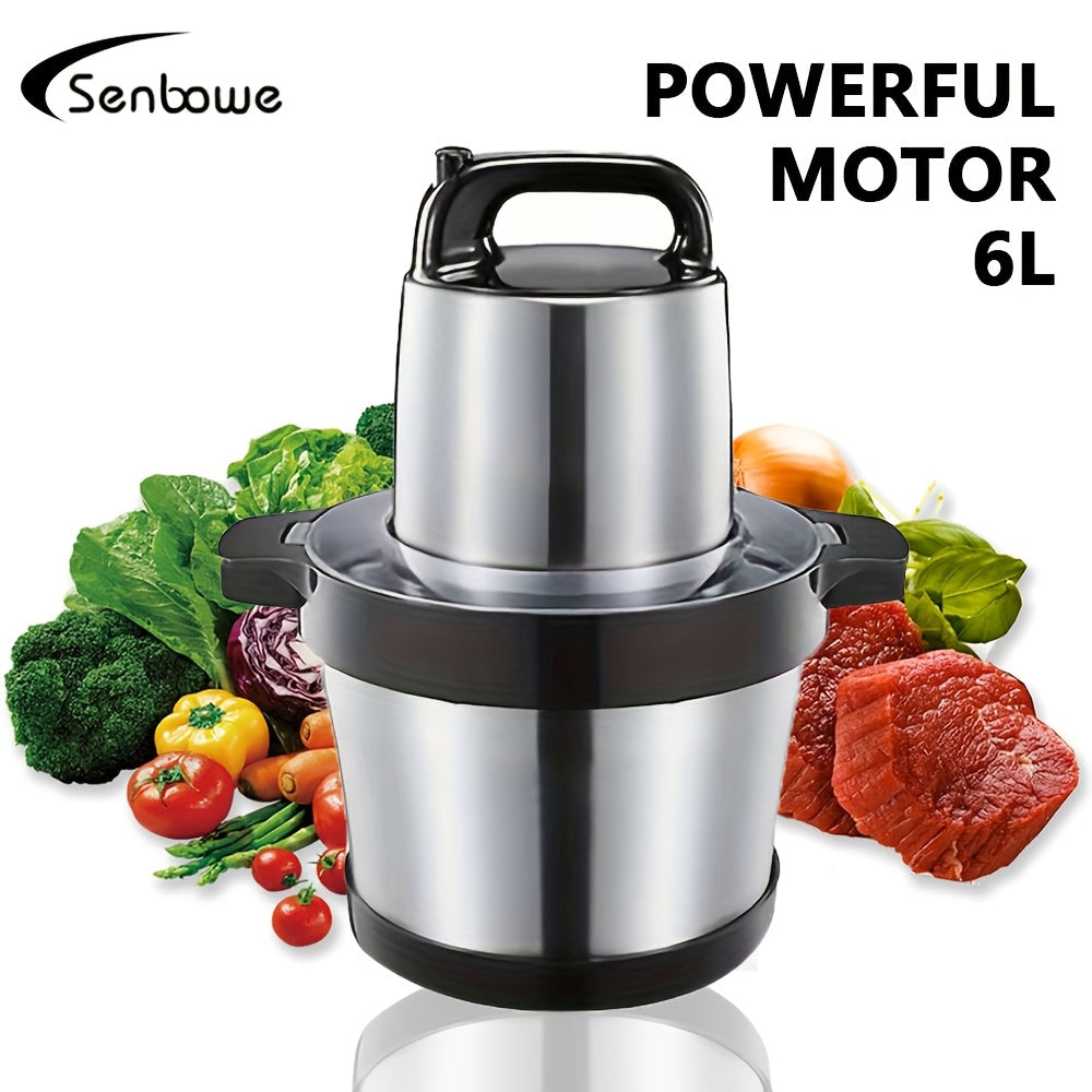 Large Capacity Meat and Vegetable Grinder EU Plug for Household Commercial Use Stainless Steel Two Speeds