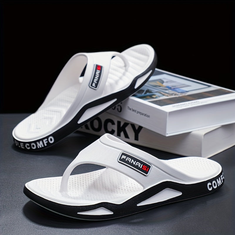 Men's PVC Casual Slip-On Slippers with Round Toe for Outdoor and Daily Use