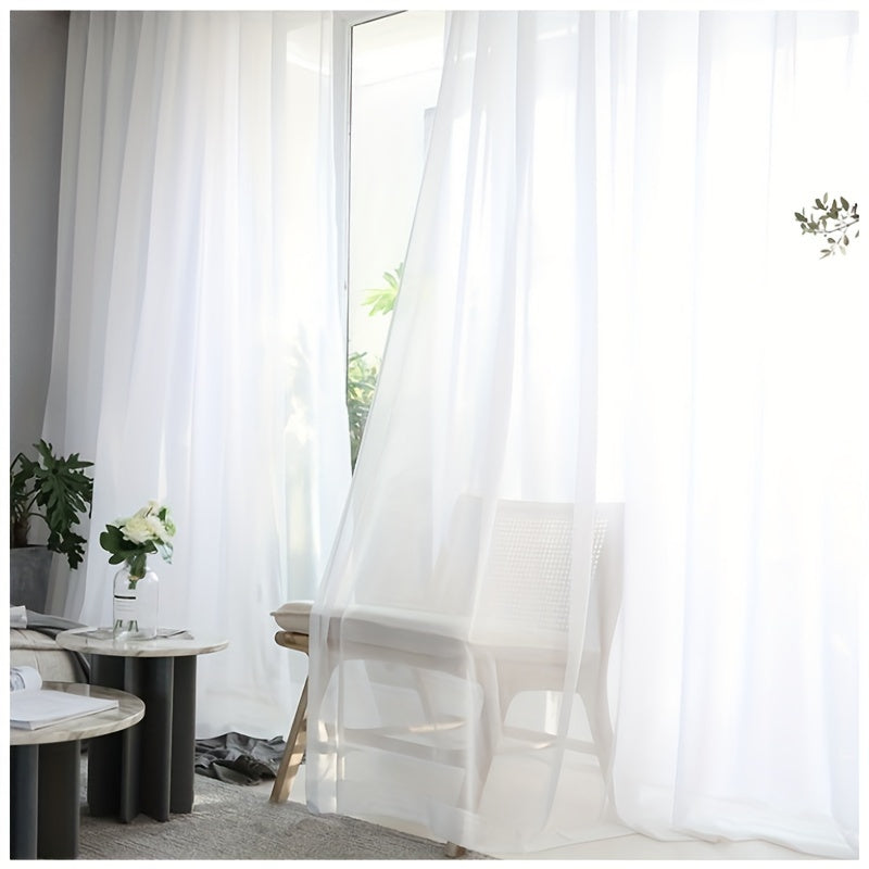 White Chiffon Curtain for Living Room Bedroom Office Cafe Elegant and Easy to Clean