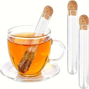 Glass Tea Infuser Set with Cork Stopper, Clear Tea Strainer Tube, 1 or 2 Pieces