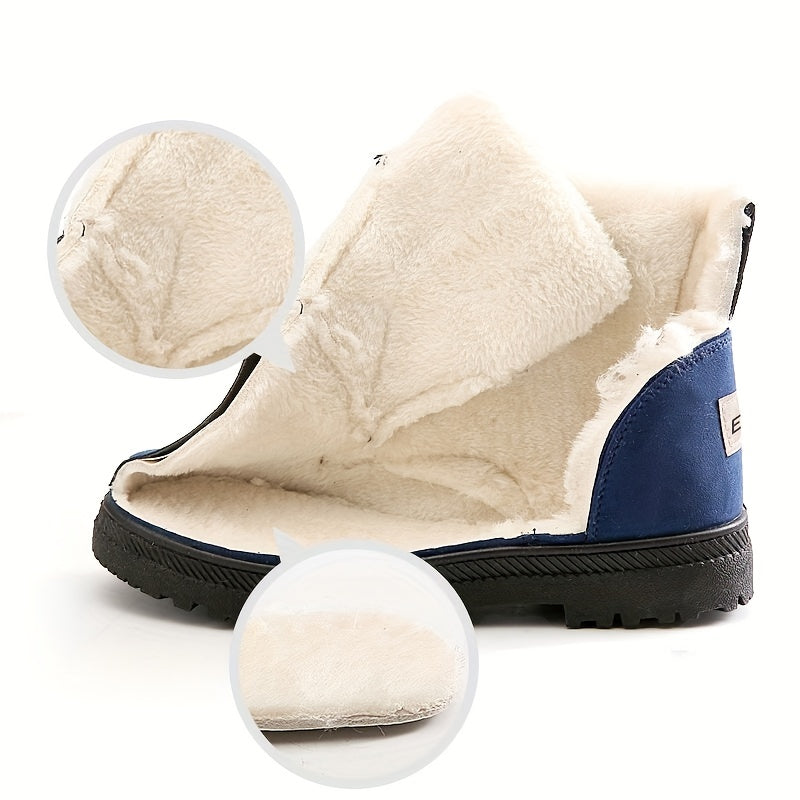 Women's Snow Boots Cold Weather Lace-Up Waterproof Slip-Resistant Black Extended Sizes