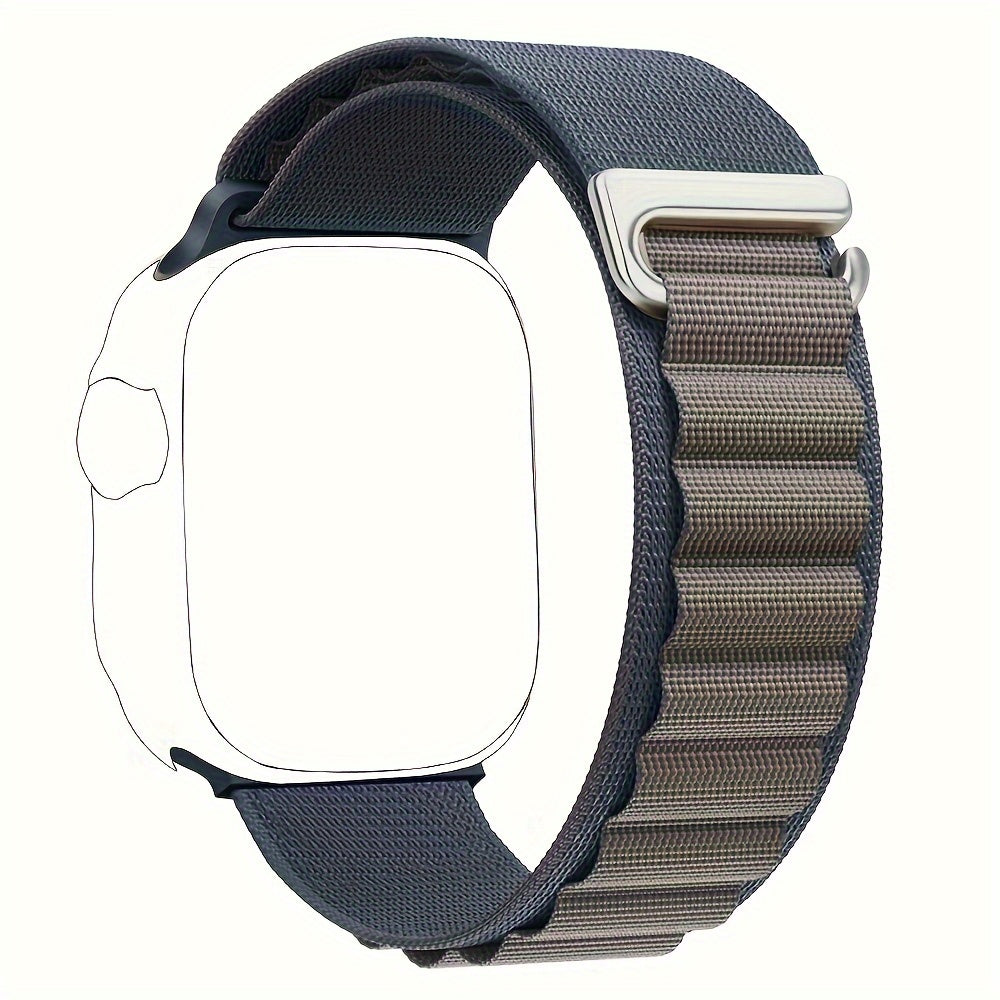 Nylon Sport Watch Band Adjustable Alpine Loop for Apple Watch 38mm-49mm Dark Blue Beige Brown