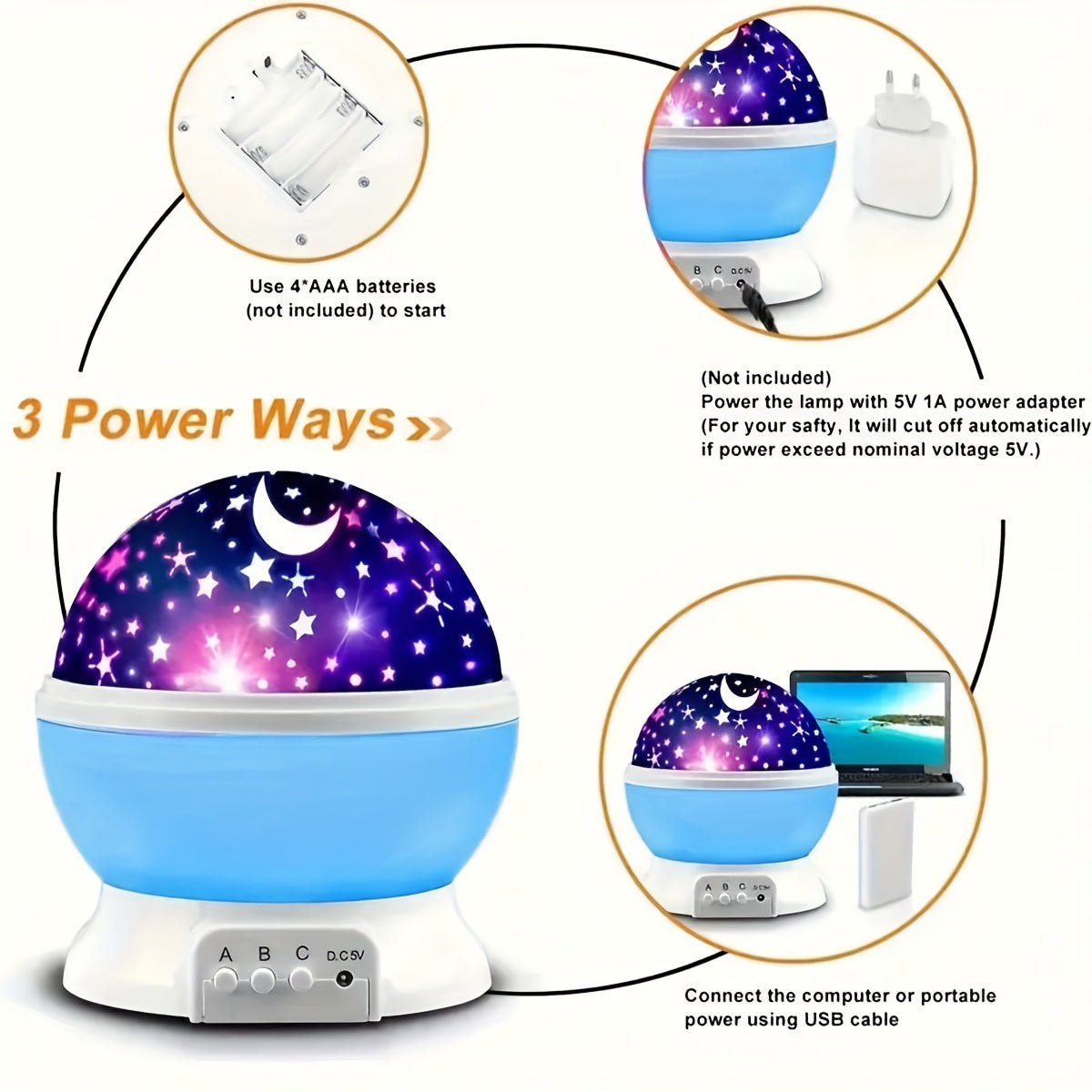 Colorful Rotating Starry Sky Projection Light for Romantic Bedroom Atmosphere
