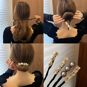 Y2K Style Hair Bun Maker with Plastic Flower and Imitation Pearl for Valentine's Day
