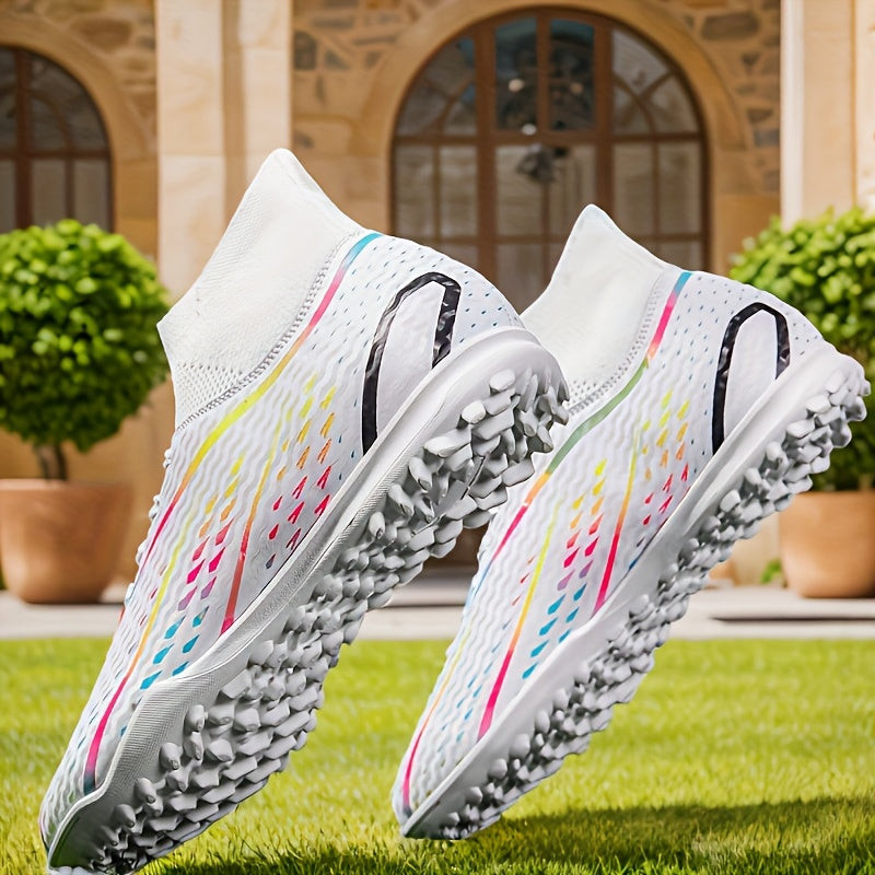 Men's Soccer Cleats Artificial Grass Outsole Lace-Up Faux Upper Rubber Sole