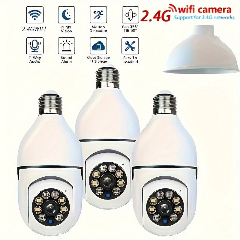 Wireless 1080P Indoor Outdoor PTZ Security Camera E27 Bulb Socket