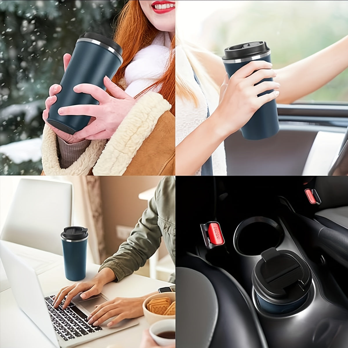 Izolyatsiyalangan sayohat kubogi 17oz Koʻk zanglamaydigan poʻlat, suyuqlik oʻtkazmaydigan termos