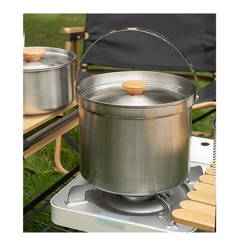 Stainless Steel Camping Cookware Set 22 Pieces Outdoor Kitchen Utensils