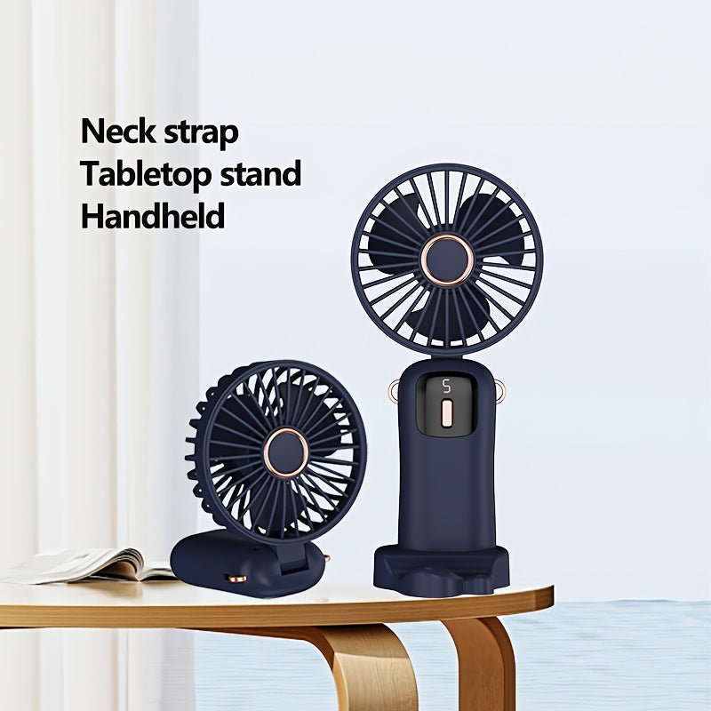 Rechargeable USB Handheld Fan with Foldable Neck, Quiet Operation, High-Velocity Cooling