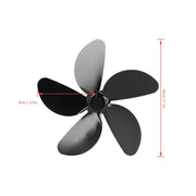 Set of 5 Black Aluminum Alloy Blades for Fireplace Fan, Heat Distribution, Easy Install