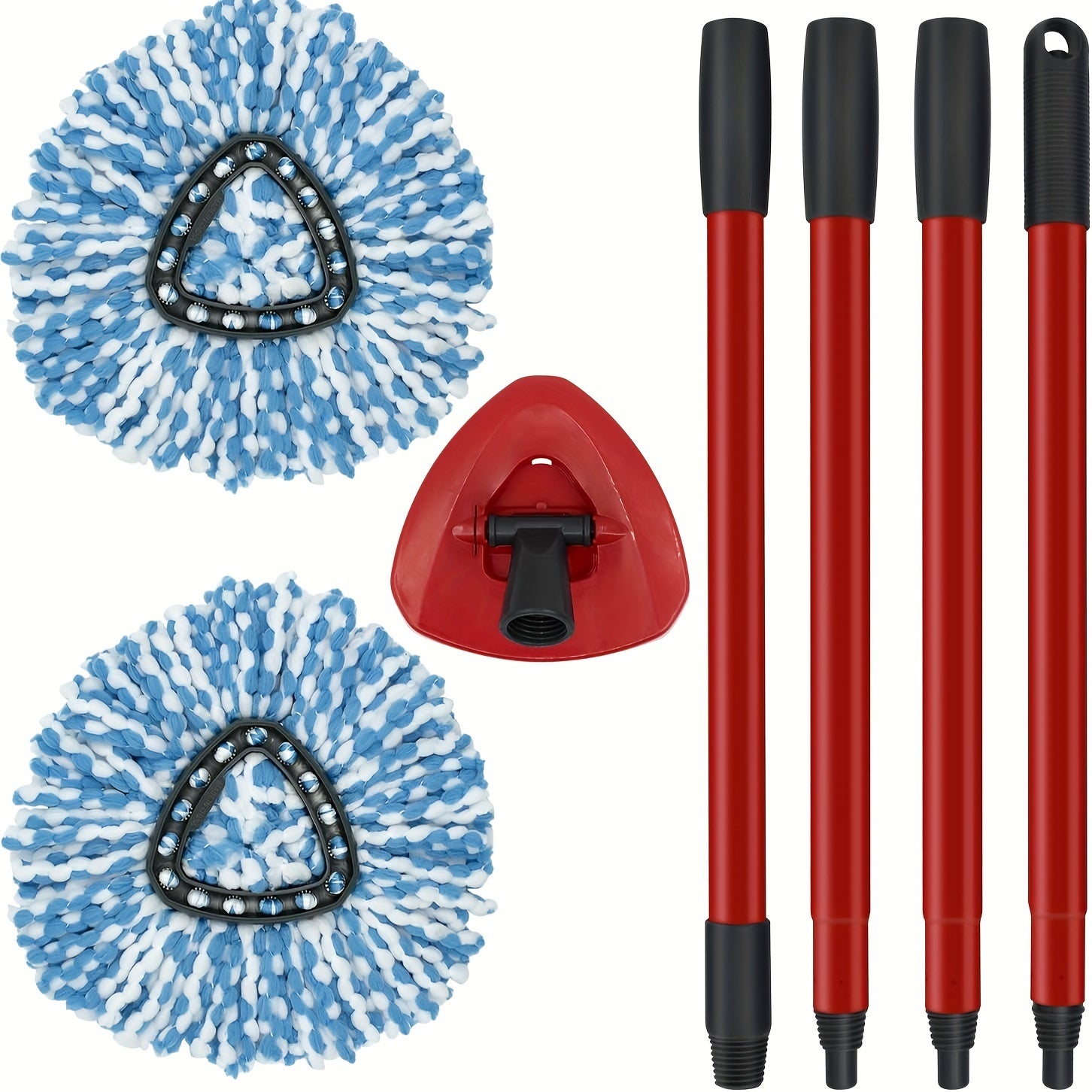 Ikkita Microfiber Spin Mop Refill Set oling, mustahkam 4-bo'lakli temir tutqichi bilan, O-Cedar EasyWring va RinseClean 2-Tank tizimlari bilan mos keladi. Tutqich 76.2 sm dan 147.32 sm gacha sozlanishi mumkin, bu esa samarali pol tozalashni ta'minlaydi.