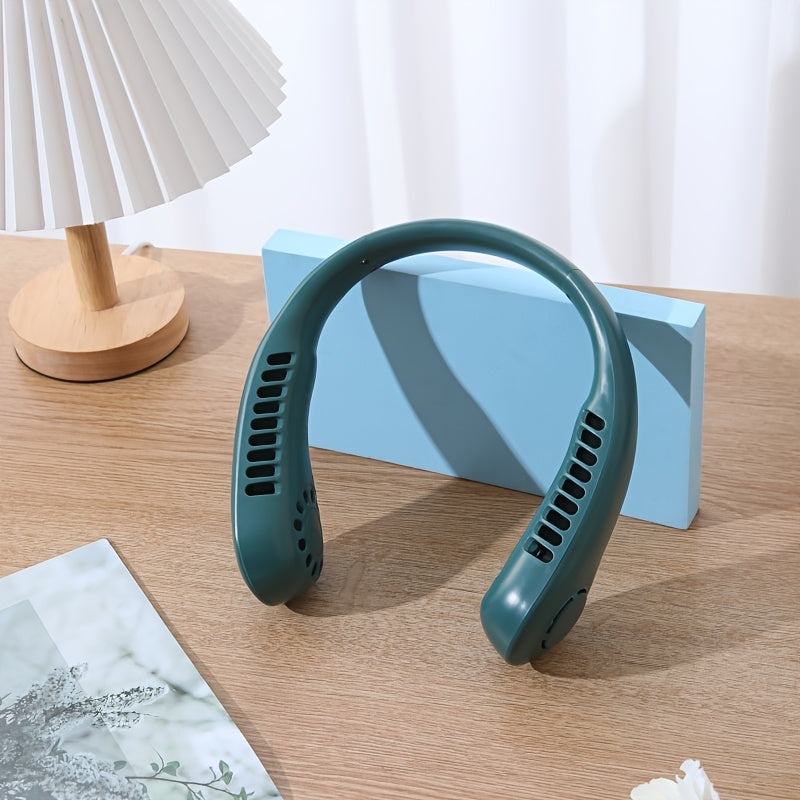 TOOP USB Rechargeable 4-Speed Portable Neck Fan, Bladeless Cooling Fan for Men & Women in White, Pink, Blue, and Teal - Yengil va qulay dizayn, sayohat, ofis va uchun ideal
