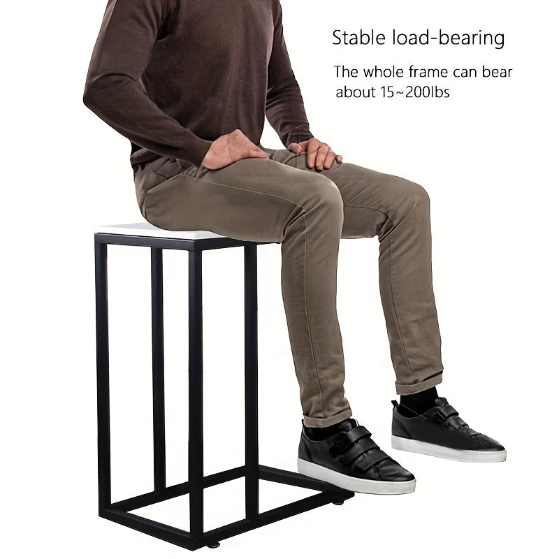 Mesa auxiliar en forma de C para sofá cama, superficie grande, acero zinc ecológico