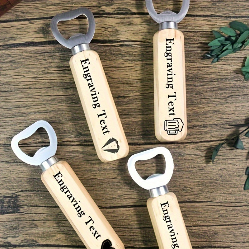Pack of 50 Custom Engraved Wood Handle Bottle Openers Stainless Steel Beer Soda Opener