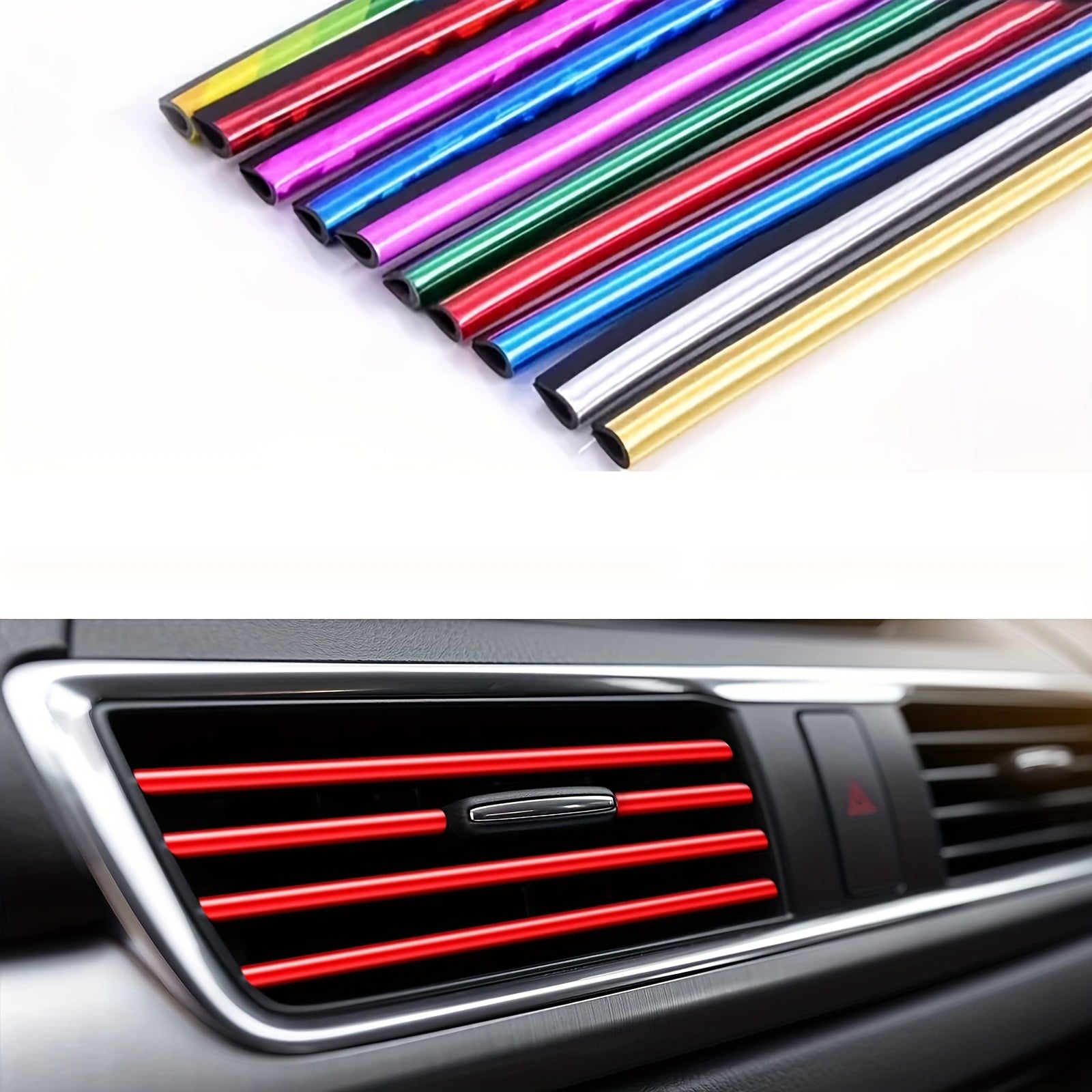20pcs Universal Car Air Vent Decorative Strips Waterproof Bendable Vent Trim