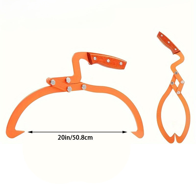 Durable 50.8cm Log Tongs with Anti-Slip Handle for Moving Wood Up to 49.9 KG Orange