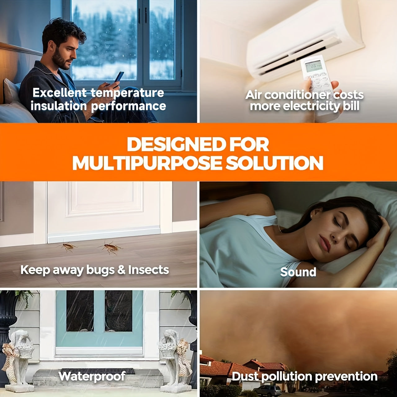 Silicone Weatherproof Door Sweep Draft Stopper for Doors and Windows