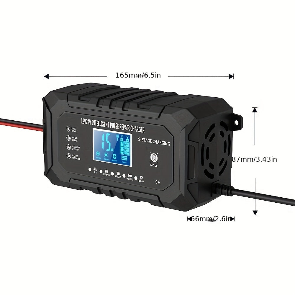 Smart Car Battery Charger 12V 24V Automatic Lead Acid Lithium AGM Gel Battery Maintainer