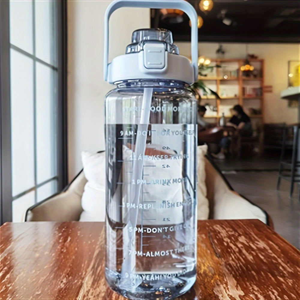 Large Capacity Sports Water Bottle with Straw 2000ml Leak-Proof Durable PC