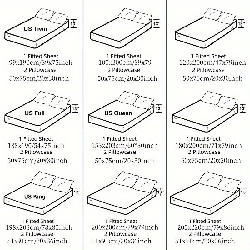 European Design 3-Piece Bedding Set Polyester Breathable Machine Washable