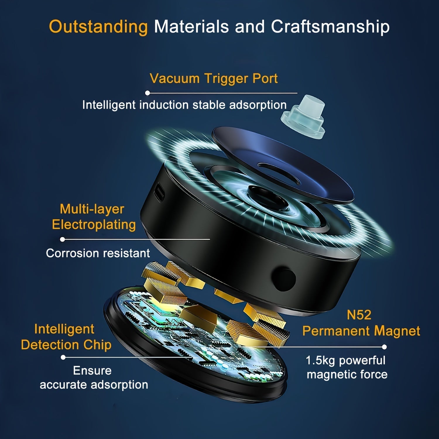 Mashina shisha va silliq sirtlar uchun magnit telefon tutqichi, portativ va kuchli yopishqoq