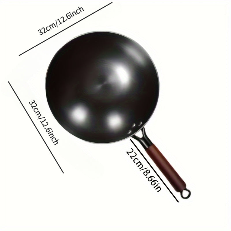 Cast Iron Skillet 10 Inch Black with Wooden Handle for Home Kitchen