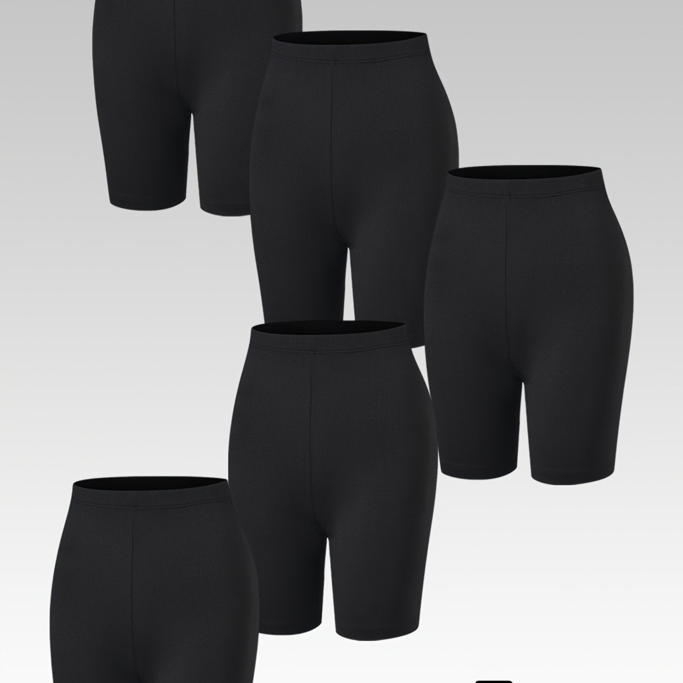 Plus Size Black High-Waisted Biker Shorts for Women, Stretchy Yoga Workout