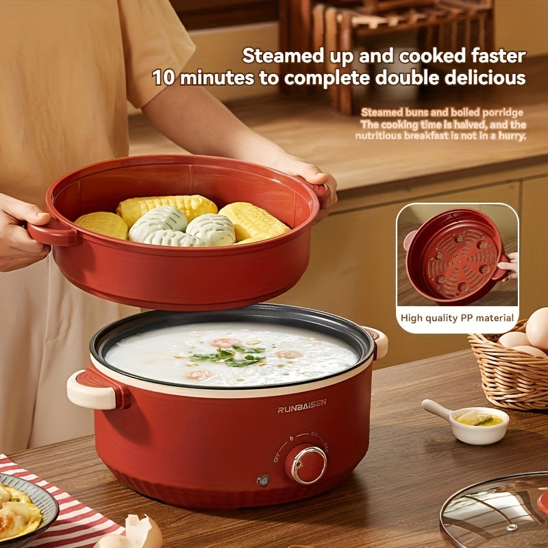 Electric Cooker Non-Stick Coating Stainless Steel 220V-240V Red for Home Dorm