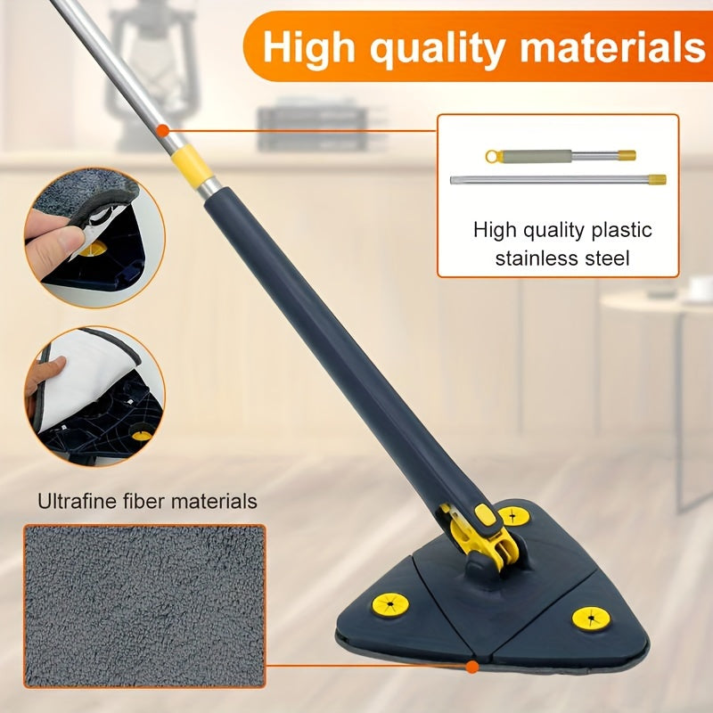 360° Rotating Triangular Mop Set with 5 Reusable Pads for Wet Dry Floor Wall Ceiling Cleaning
