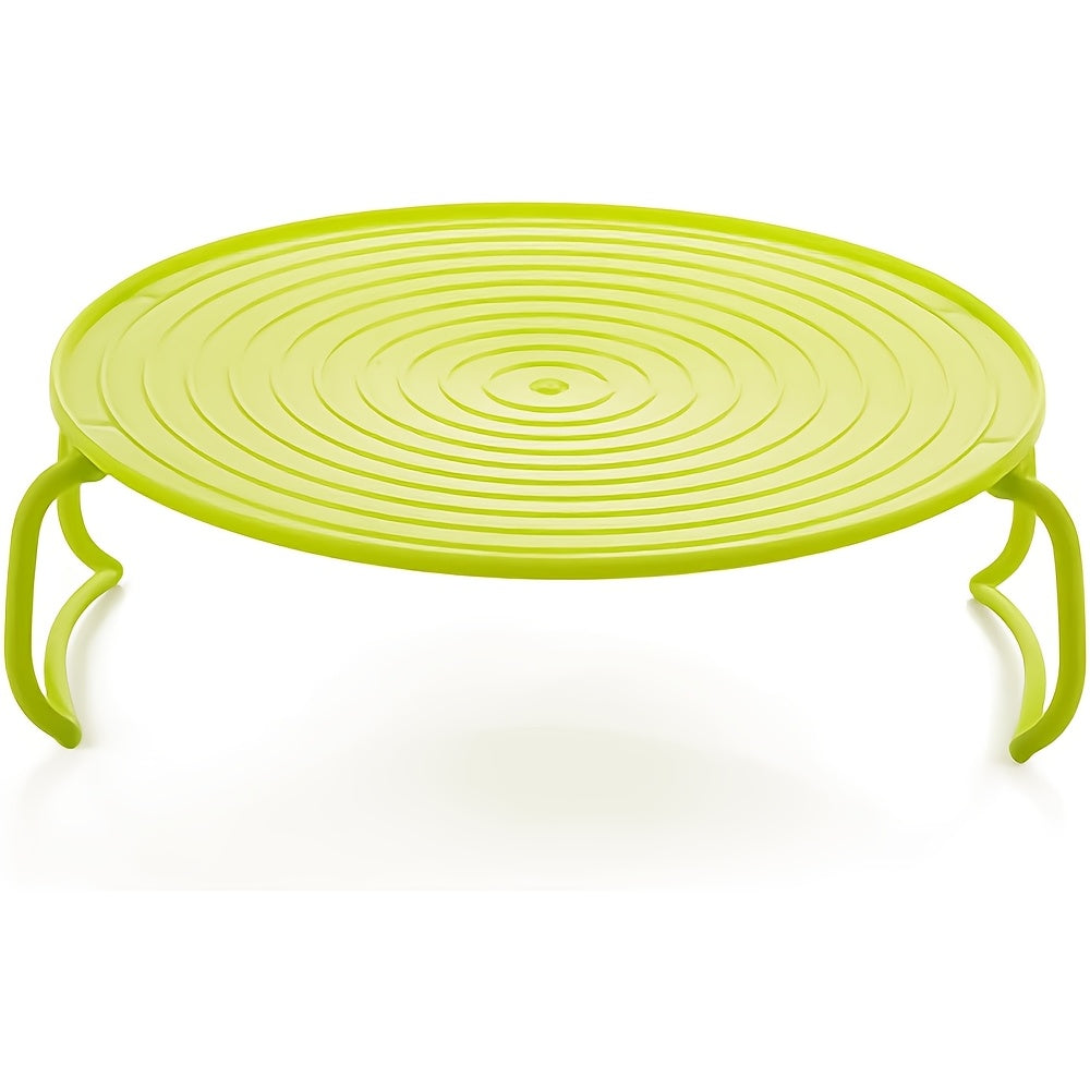 Folding 2-Tier Microwave Plate Stacker with Double Wave Design Space-Saving Tray