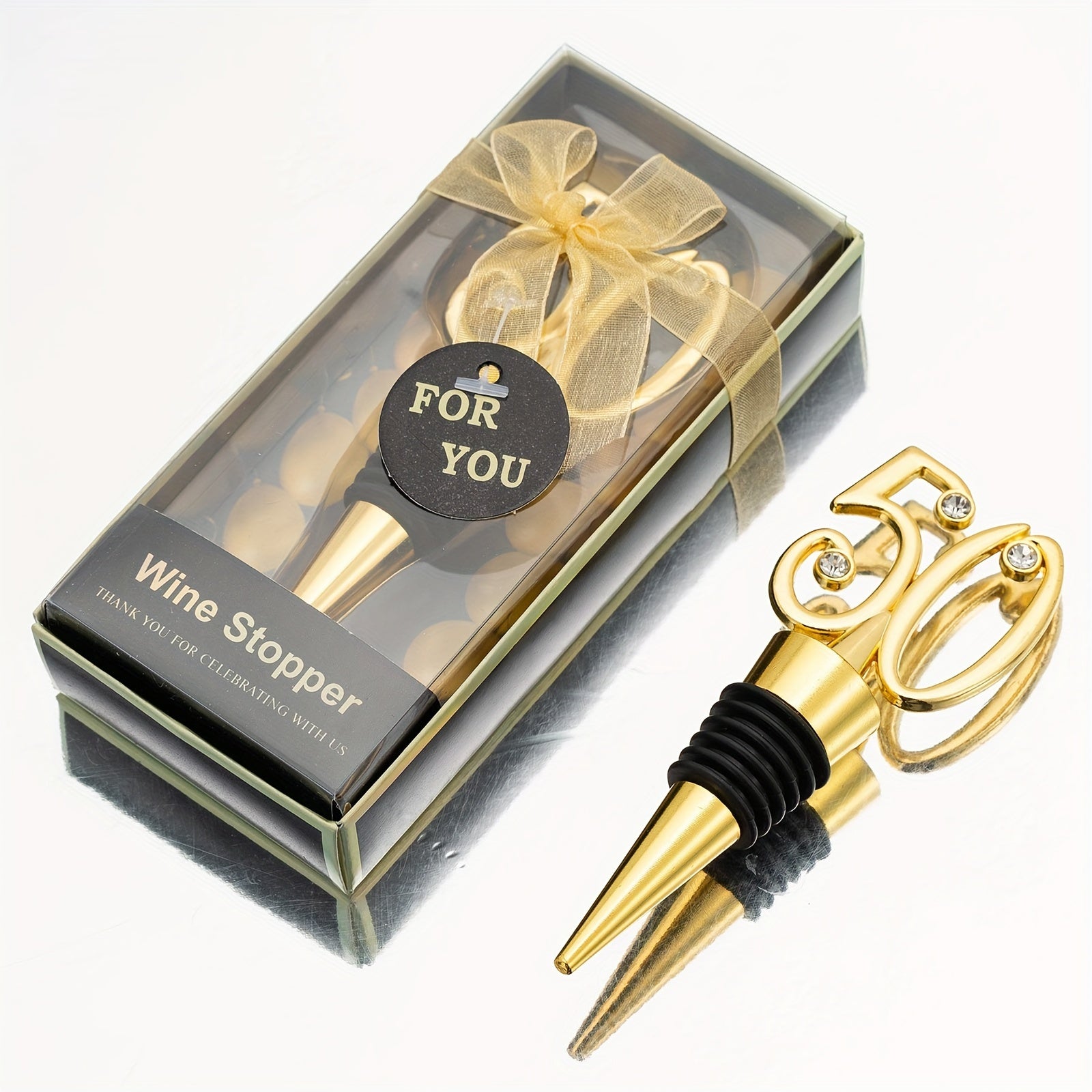 Golden Wine Stopper with Gemstone Accents for Gifts and Celebrations