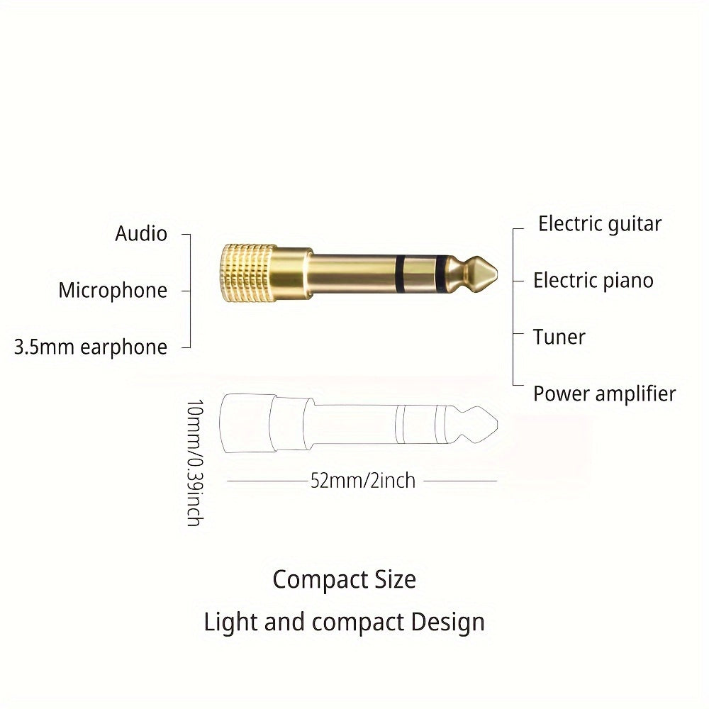 Audio Adapter 3.5mm Female to 6.5mm Male Stereo Converter for Laptop Bright Yellow