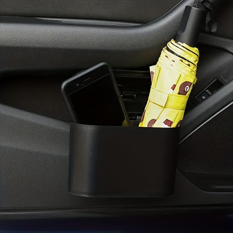 Black Car Trash Can with Lid Compact Leak-Proof Hanging Auto Garbage Bin