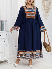 Women's Ethnic Style Printed Dress Plus Size Middle Eastern Directional