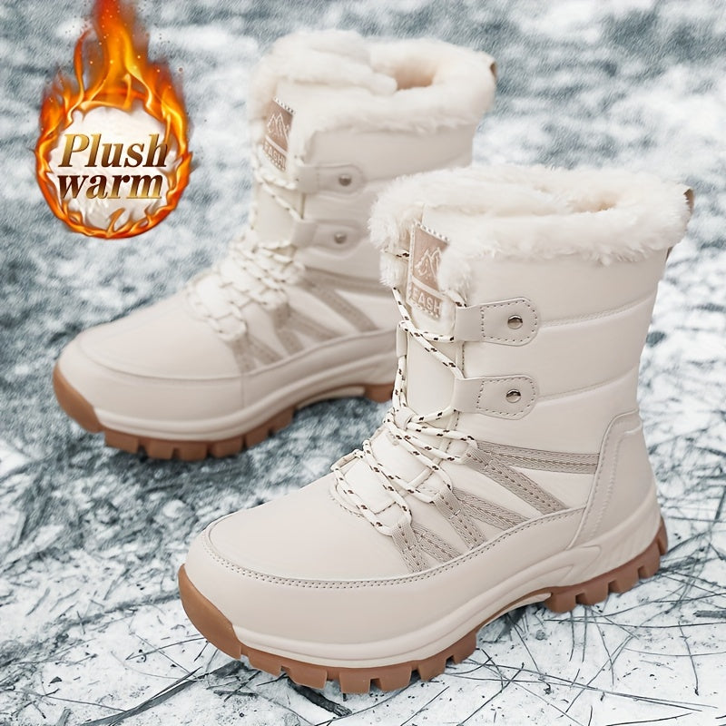 Women’s Snow Boots Platform Lace Up Plush Warm Anti-Slip Winter
