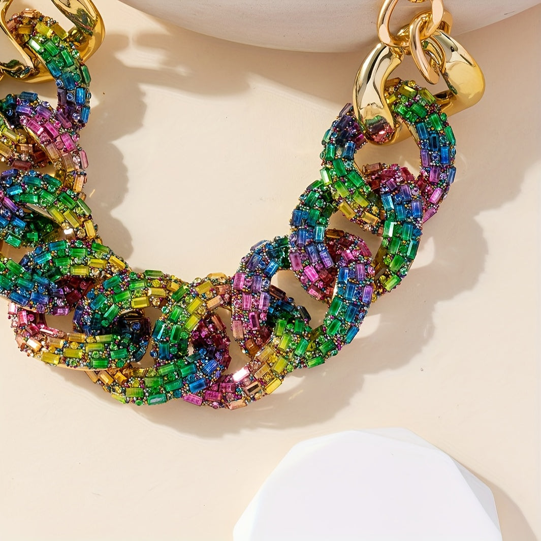 Ko'p rangli Hip-Hop Punk Zargarlik To'plami, Boho-Chic Kuba Zanjirli Bilaguzuk va Quloq uzuklari, Sun'iy Noyabr Tug'ilgan To'pi – Festival va Ta'tillar uchun Ideal