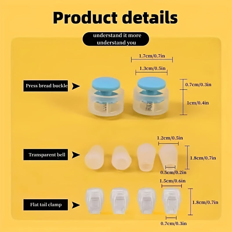 Unisex Shoe Accessories 6Pcs Set Shoelace Buckles No Tie Fastener