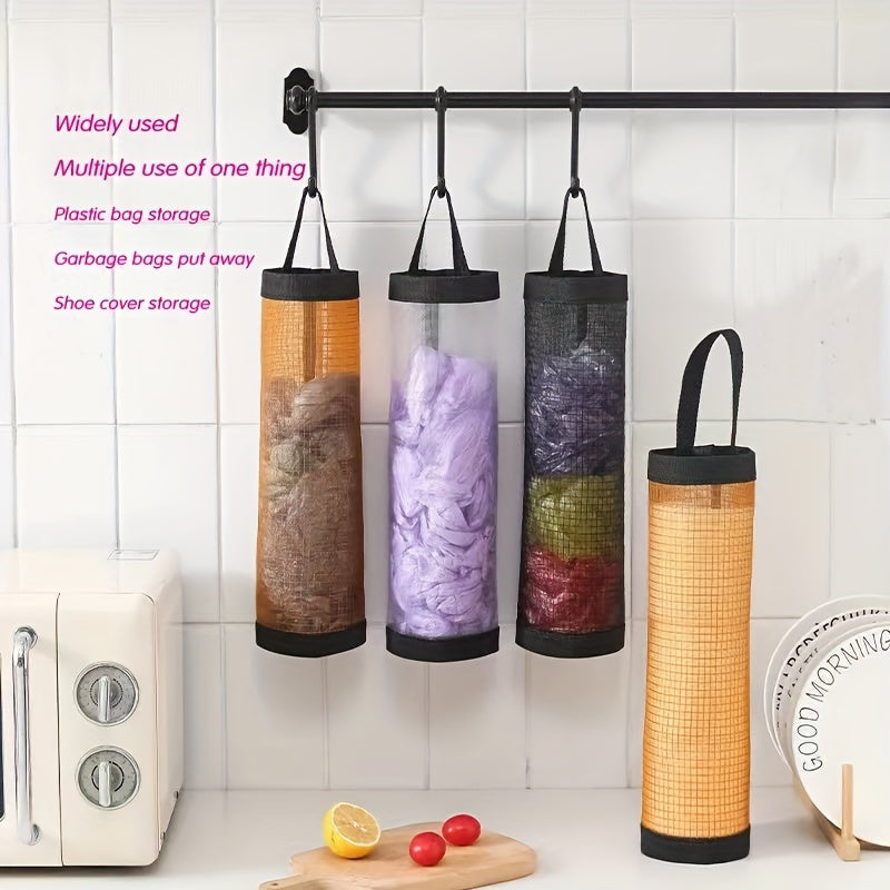Mesh Plastic Bag Rack Organizer Foldable Breathable Kitchen Storage