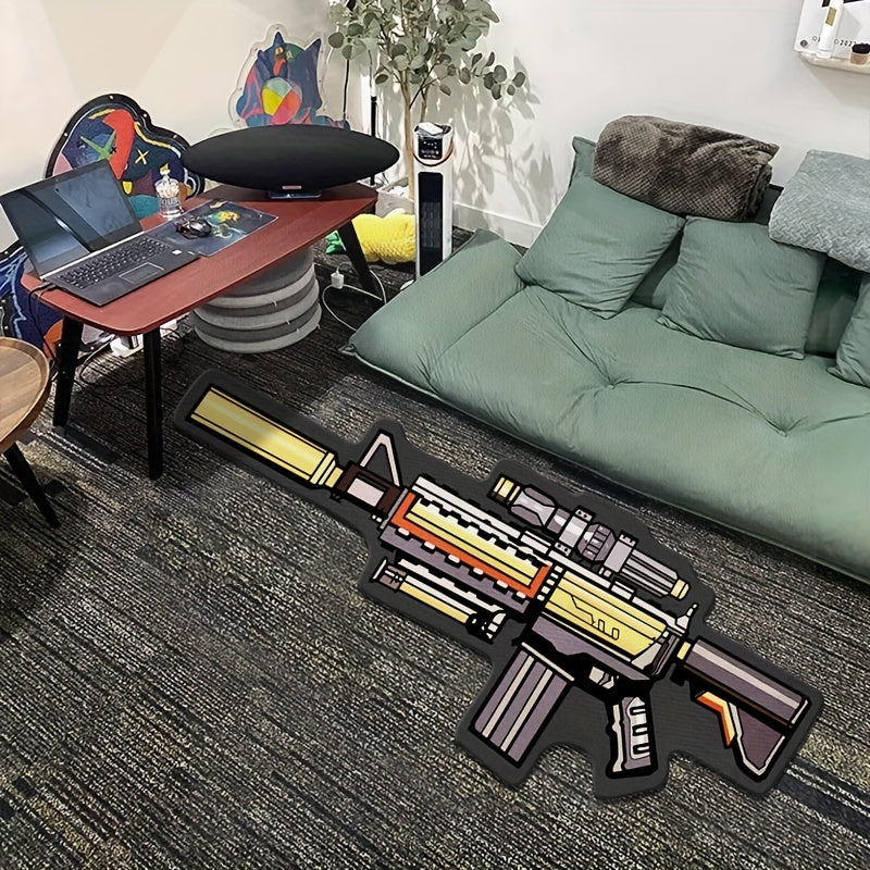 Polyester Rug Shaped Like M4A1 Rifle Non-Slip Washable Living Room Bedroom Mat