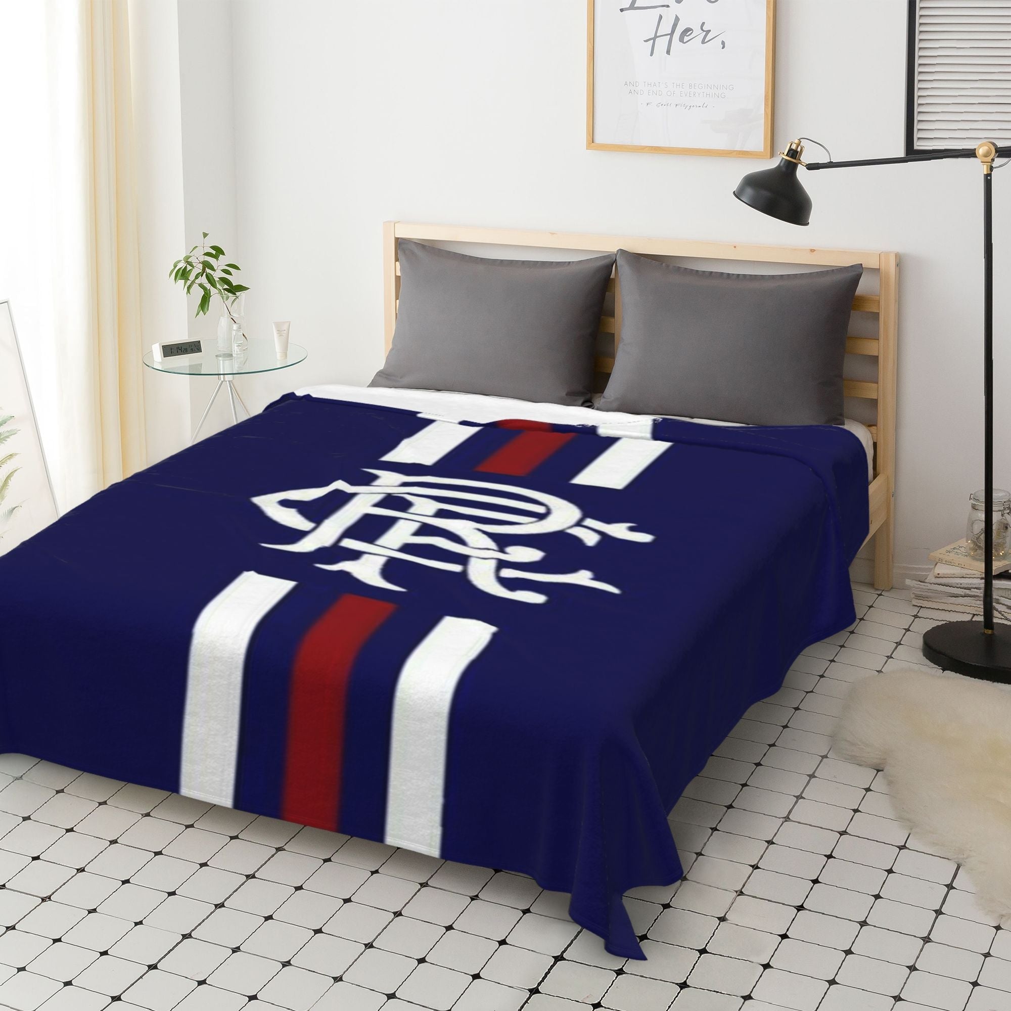 Football Club Printed Flannel Fleece Blanket for Bed or Sofa, Soft Plush Material