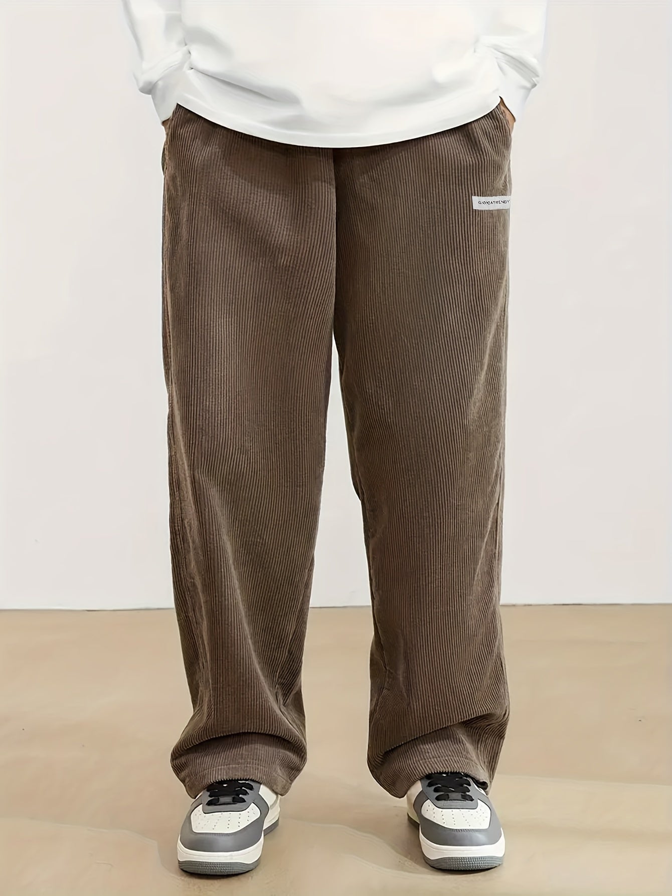 Men's Casual Corduroy Pants with Drawstring Waist for Outdoor and Commuting