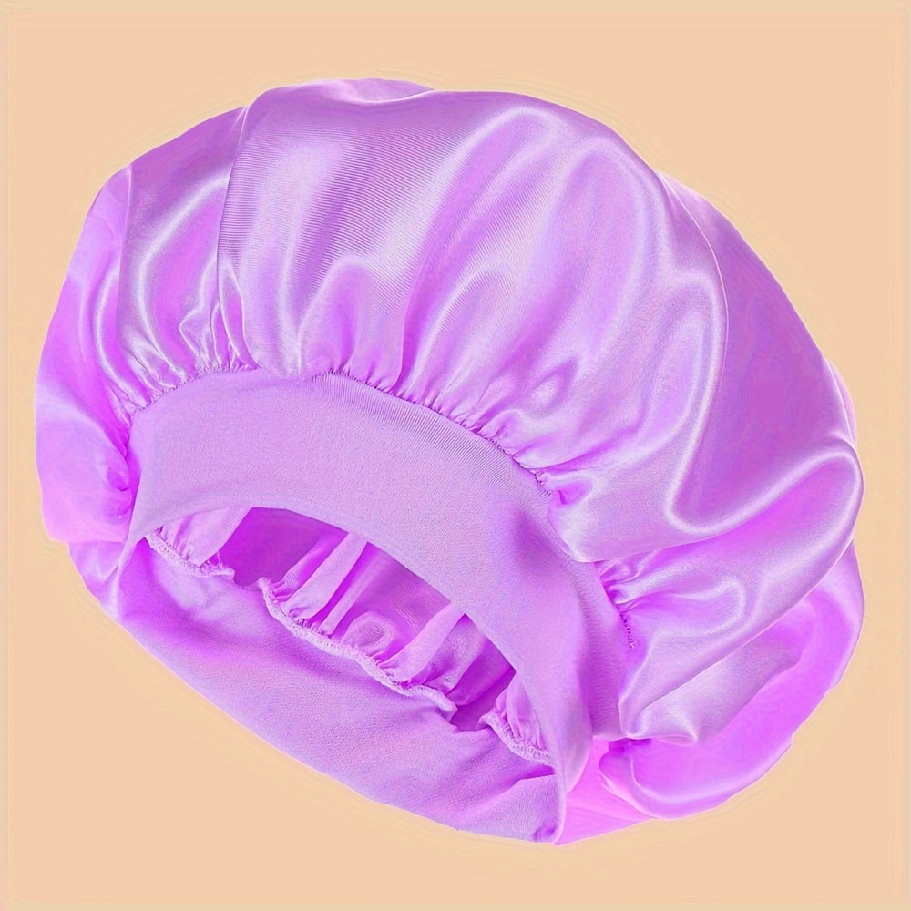 Women's Satin Sleep Cap with Wide Brim for Shower and Bed Use