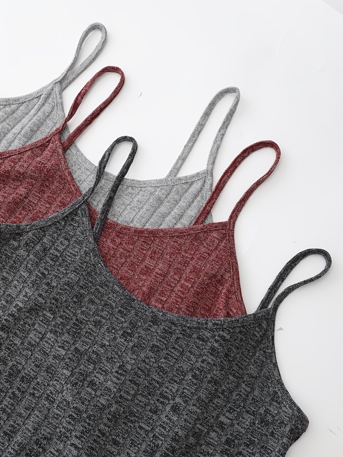 Women's 3-Piece Pajama Set Solid Cami Top Lace-Up Shorts Sleepwear Lounge Wear