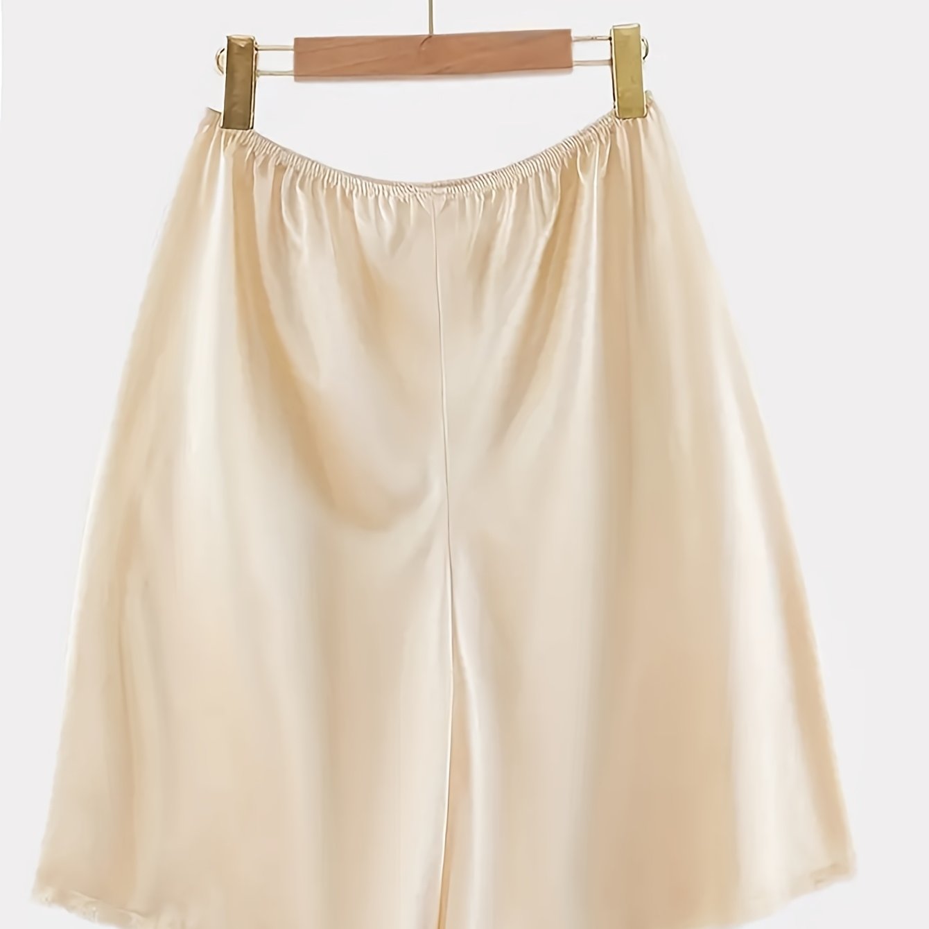 Women's Satin Shorts Ruffled Hem Lightweight Casual Beige Plus Size
