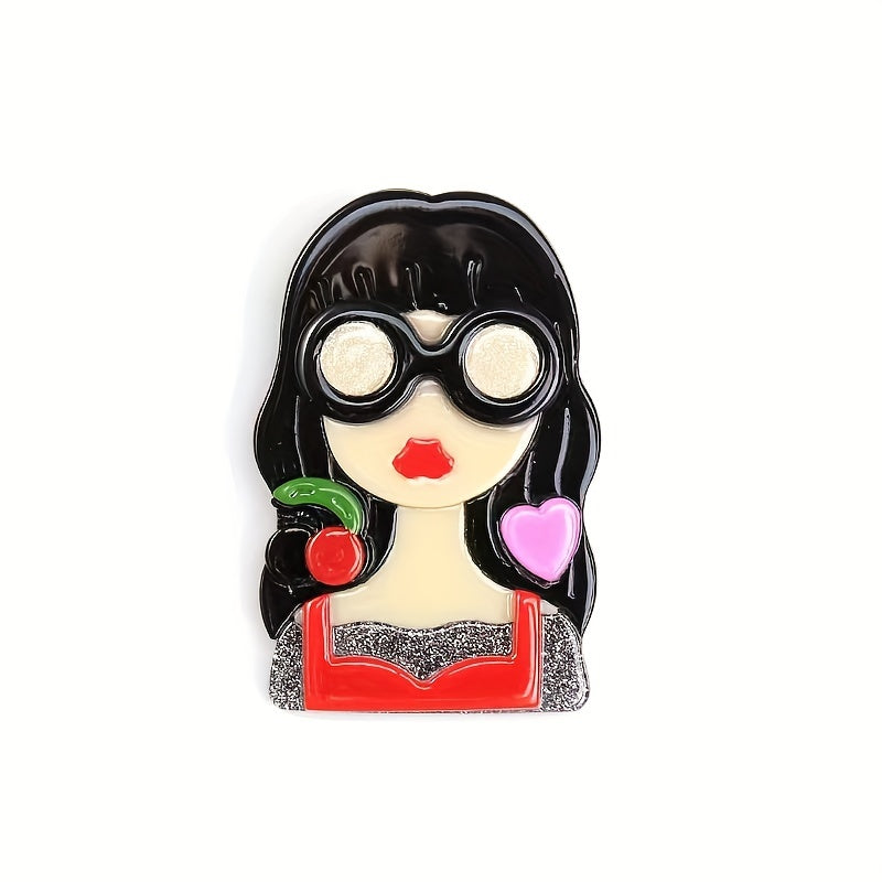 Women's Acrylic Brooches with Glasses, Stylish and Unique Accessories