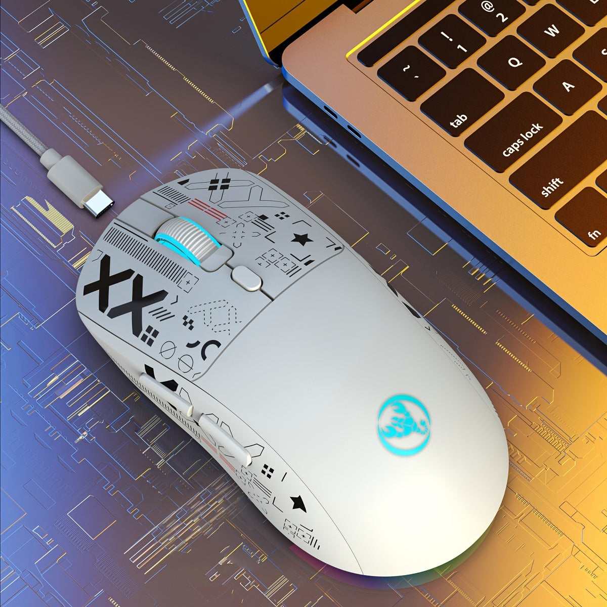 Wireless Gaming Mouse RGB Lighting USB-C 3 DPI Settings Right-Handed Plug and Play