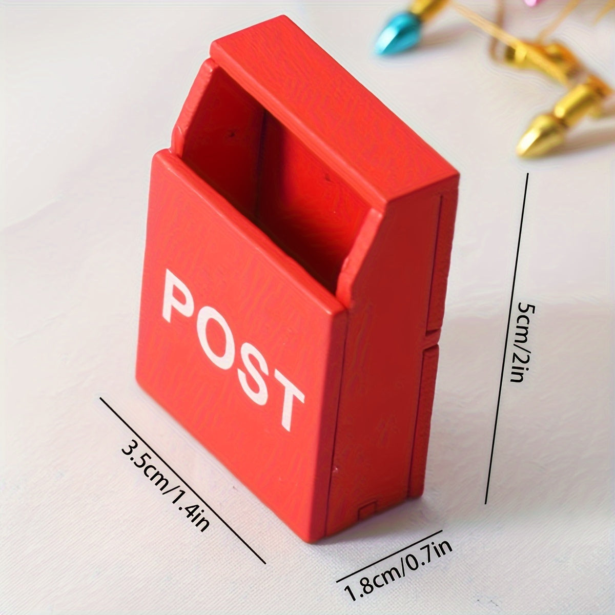 Miniature Wooden Dollhouse Mailbox for 1:12 Scale Indoor Decor Red
