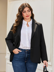 Women's Plus Size Blazer Business Casual Long Sleeve Notch Lapel Black